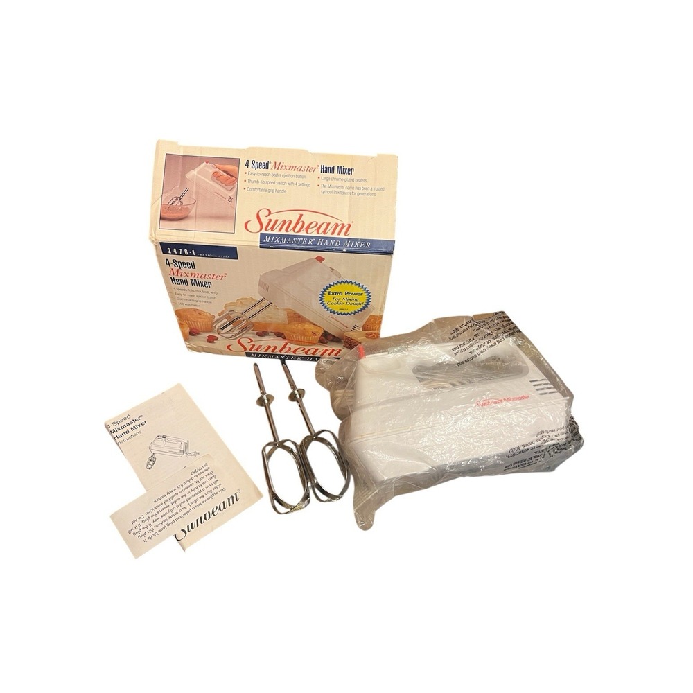 Sunbeam 4-Speed Mix Master Hand Mixer 150W‎ Model 2476-1  Vtg 1993 New/Box 03151